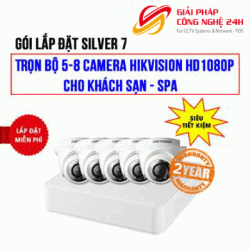 Trọn bộ 6-8 camera Hikvision HD1080P cho Khách Sạn – Spa-Cửa hàng lớn (Gói Silver 3)